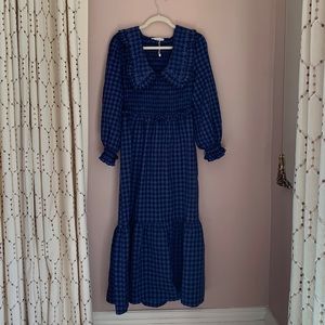 Mango gingham smocked dress